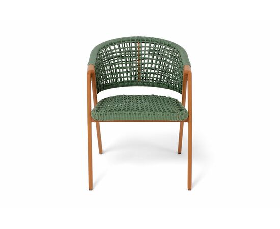 "Амстердам" стул плетеный из роупа, каркас алюминий, роуп зеленый круглый, ткань зеленая, изображение 2 | Интернет магазин мебели и декора LifeDekor