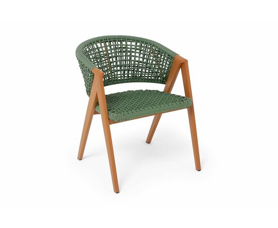 "Амстердам" стул плетеный из роупа, каркас алюминий, роуп зеленый круглый, ткань зеленая, изображение 3 | Интернет магазин мебели и декора LifeDekor