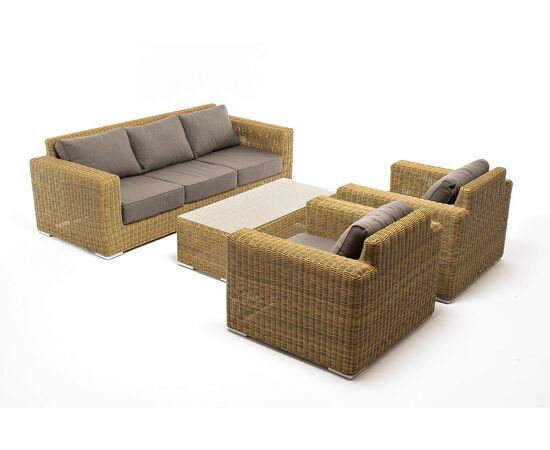 "Боно" лаунж-зона из искусственного ротанга, цвет соломенный, изображение 17 | Интернет магазин мебели и декора LifeDekor