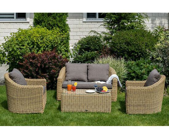 "Кон Панна" диван из искусственного ротанга двухместный, цвет соломенный, изображение 6 | Интернет магазин мебели и декора LifeDekor