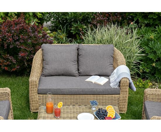 "Кон Панна" диван из искусственного ротанга двухместный, цвет соломенный, изображение 7 | Интернет магазин мебели и декора LifeDekor