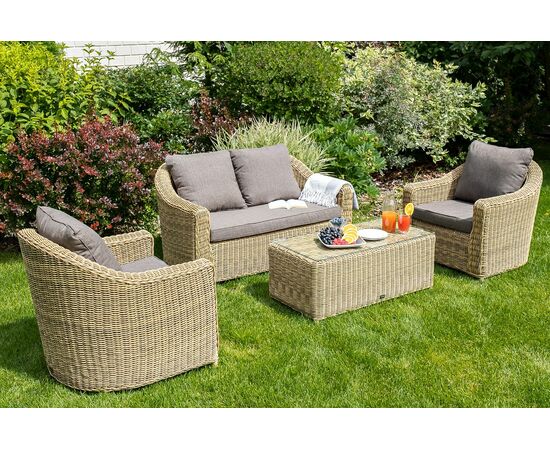 "Кон Панна" диван из искусственного ротанга двухместный, цвет соломенный, изображение 9 | Интернет магазин мебели и декора LifeDekor