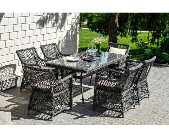 "Латте" обеденная группа плетеная, цвет графит | Интернет магазин мебели и декора LifeDekor