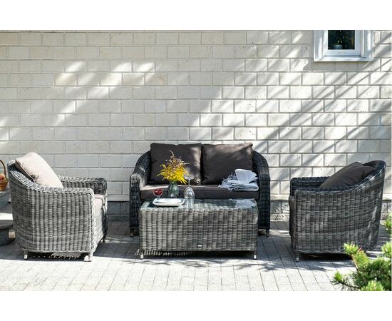 "Кон Панна" лаунж-зона из искусственного ротанга, цвет графит, изображение 2 | Интернет магазин мебели и декора LifeDekor