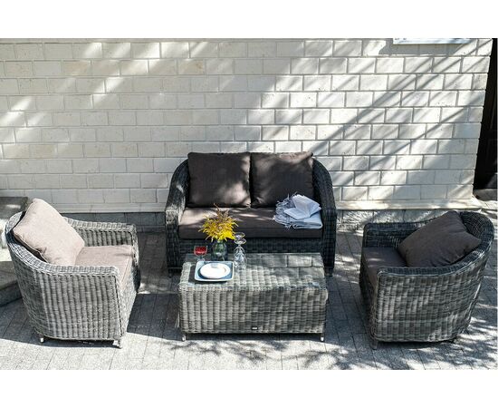 "Кон Панна" лаунж-зона из искусственного ротанга, цвет графит, изображение 5 | Интернет магазин мебели и декора LifeDekor
