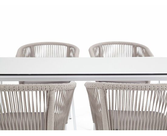 "Малага" обеденная группа на 4 персоны со стульями "Марсель", каркас белый, роуп бежевый, изображение 4 | Интернет магазин мебели и декора LifeDekor