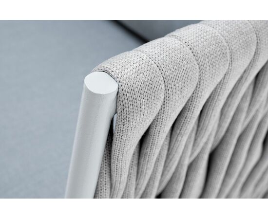 "Монако" кресло плетеное из роупа, каркас алюминий светло-серый (RAL7035) муар, роуп светло-серый 40 мм, ткань светло-серая, изображение 4 | Интернет магазин мебели и декора LifeDekor