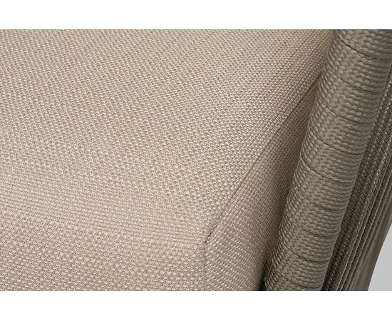 "Форли" диван 2-местный плетеный из роупа, каркас алюминий светло-серый (RAL7035) муар, роуп серо-коричневый 23мм, ткань Mossle бежевая, изображение 6 | Интернет магазин мебели и декора LifeDekor