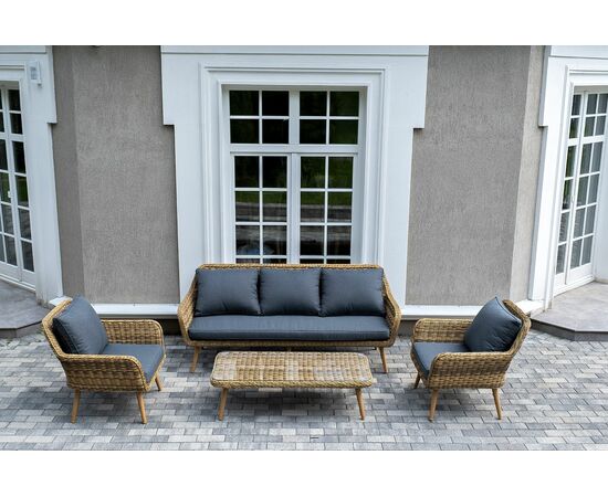 "Палермо" лаунж-зона из искусственного ротанга, цвет соломенный | Интернет магазин мебели и декора LifeDekor