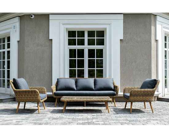 "Палермо" лаунж-зона из искусственного ротанга, цвет соломенный, изображение 2 | Интернет магазин мебели и декора LifeDekor