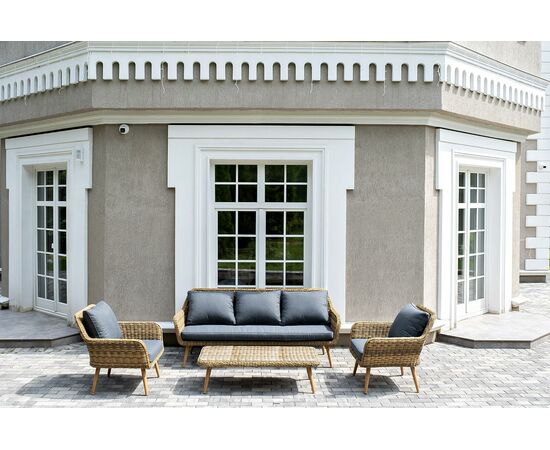 "Палермо" лаунж-зона из искусственного ротанга, цвет соломенный, изображение 3 | Интернет магазин мебели и декора LifeDekor