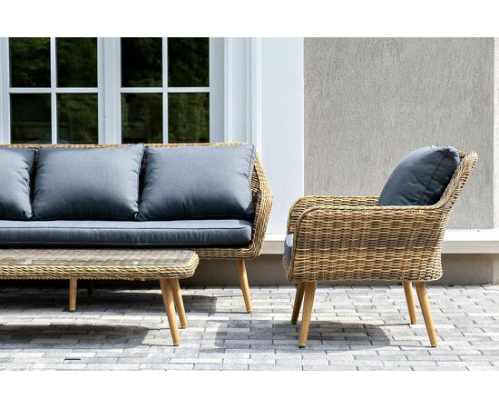 "Палермо" лаунж-зона из искусственного ротанга, цвет соломенный, изображение 9 | Интернет магазин мебели и декора LifeDekor