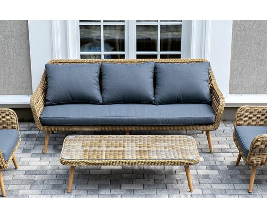 "Палермо" лаунж-зона из искусственного ротанга, цвет соломенный, изображение 10 | Интернет магазин мебели и декора LifeDekor