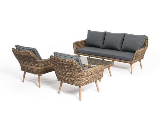 "Палермо" лаунж-зона из искусственного ротанга, цвет соломенный, изображение 21 | Интернет магазин мебели и декора LifeDekor