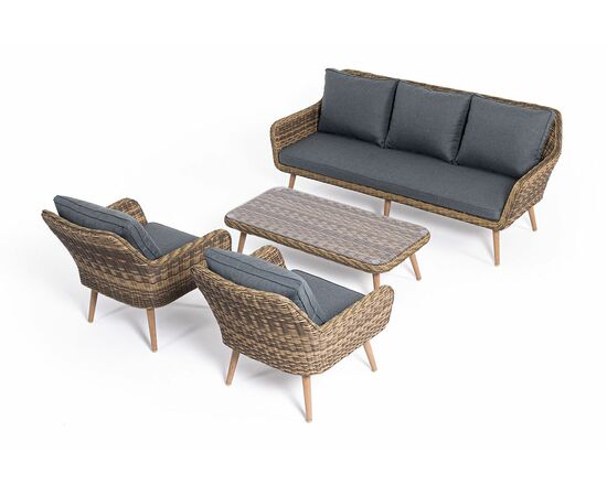 "Палермо" лаунж-зона из искусственного ротанга, цвет соломенный, изображение 22 | Интернет магазин мебели и декора LifeDekor