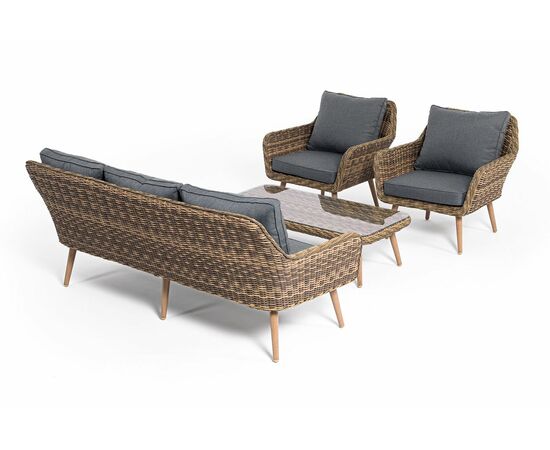 "Палермо" лаунж-зона из искусственного ротанга, цвет соломенный, изображение 24 | Интернет магазин мебели и декора LifeDekor