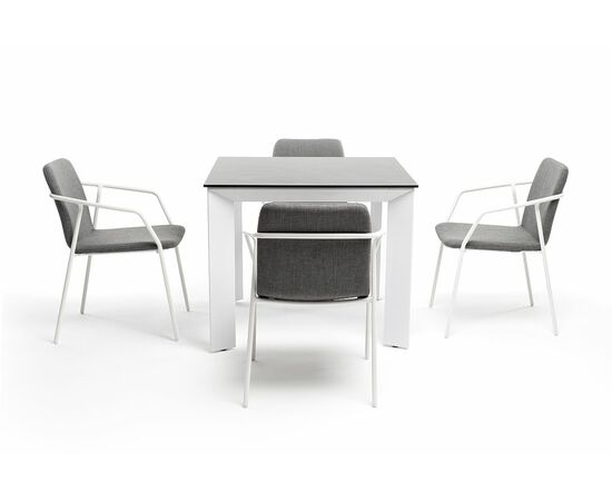"Венето" обеденная группа на 4 персоны со стульями "Марокко", каркас белый, роуп серый, изображение 2 | Интернет магазин мебели и декора LifeDekor