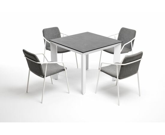 "Венето" обеденная группа на 4 персоны со стульями "Марокко", каркас белый, роуп серый, изображение 4 | Интернет магазин мебели и декора LifeDekor