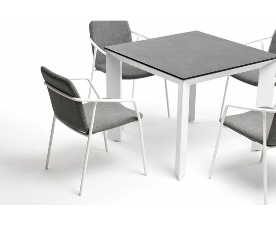 "Венето" обеденная группа на 4 персоны со стульями "Марокко", каркас белый, роуп серый, изображение 5 | Интернет магазин мебели и декора LifeDekor