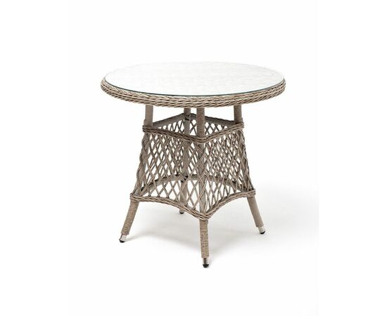 "Эспрессо" плетеный круглый стол, диаметр 80 см, цвет бежевый | Интернет магазин мебели и декора LifeDekor