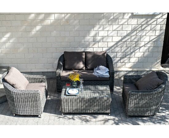"Кон Панна" диван из искусственного ротанга двухместный, цвет графит, изображение 7 | Интернет магазин мебели и декора LifeDekor