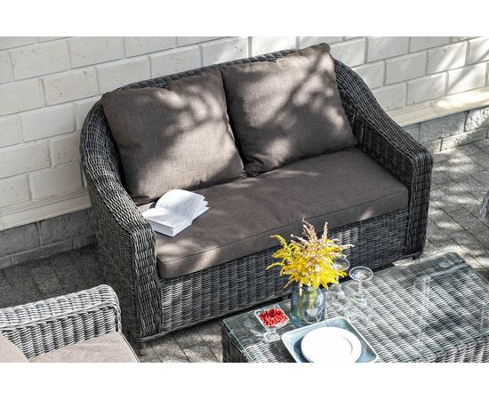 "Кон Панна" диван из искусственного ротанга двухместный, цвет графит, изображение 20 | Интернет магазин мебели и декора LifeDekor