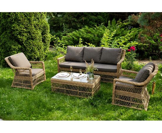 "Гранд Латте" лаунж-зона из искусственного ротанга, цвет соломенный | Интернет магазин мебели и декора LifeDekor