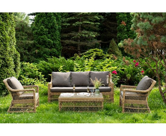 "Гранд Латте" лаунж-зона из искусственного ротанга, цвет соломенный, изображение 2 | Интернет магазин мебели и декора LifeDekor