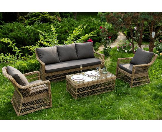 "Гранд Латте" лаунж-зона из искусственного ротанга, цвет соломенный, изображение 3 | Интернет магазин мебели и декора LifeDekor