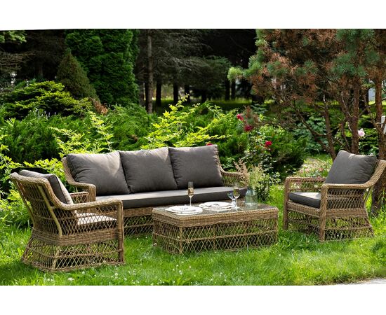 "Гранд Латте" лаунж-зона из искусственного ротанга, цвет соломенный, изображение 4 | Интернет магазин мебели и декора LifeDekor