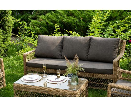 "Гранд Латте" лаунж-зона из искусственного ротанга, цвет соломенный, изображение 5 | Интернет магазин мебели и декора LifeDekor