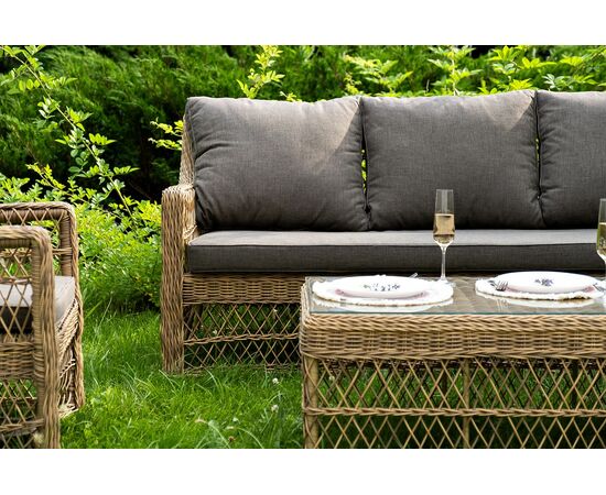 "Гранд Латте" лаунж-зона из искусственного ротанга, цвет соломенный, изображение 6 | Интернет магазин мебели и декора LifeDekor