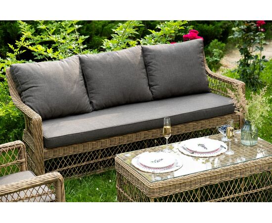 "Гранд Латте" лаунж-зона из искусственного ротанга, цвет соломенный, изображение 8 | Интернет магазин мебели и декора LifeDekor