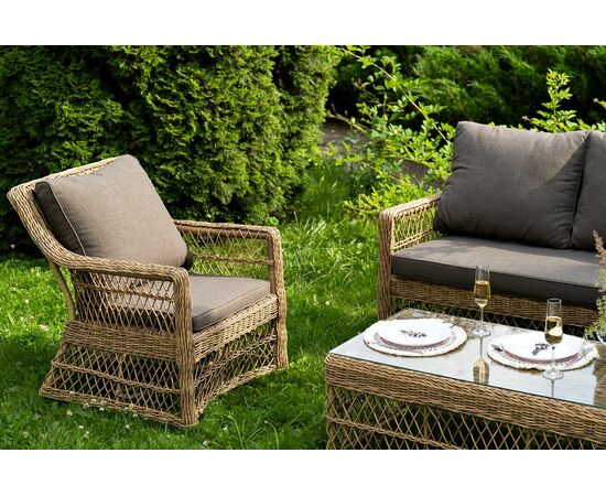 "Гранд Латте" лаунж-зона из искусственного ротанга, цвет соломенный, изображение 9 | Интернет магазин мебели и декора LifeDekor