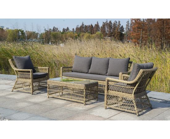 "Гранд Латте" лаунж-зона из искусственного ротанга, цвет соломенный, изображение 26 | Интернет магазин мебели и декора LifeDekor