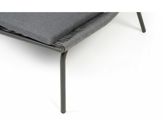 "Авиньон" кресло плетеное из роупа, каркас алюминий серый (RAL7022) муар, роуп серый круглый, ткань темно-серая 027, изображение 6 | Интернет магазин мебели и декора LifeDekor