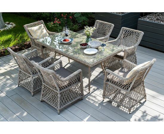 "Латте" плетеный стол из искусственного ротанга 160х90см, цвет бежевый, изображение 7 | Интернет магазин мебели и декора LifeDekor