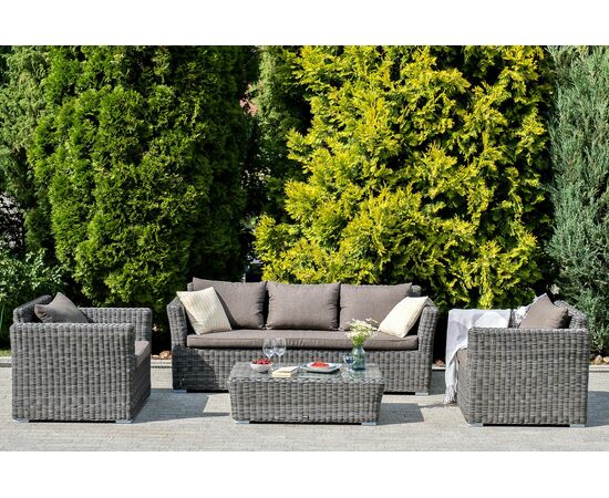 "Капучино" диван из искусственного ротанга трехместный, цвет графит, изображение 9 | Интернет магазин мебели и декора LifeDekor