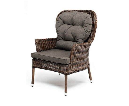 "Алиса" кресло плетеное, цвет коричневый с подушками | Интернет магазин мебели и декора LifeDekor