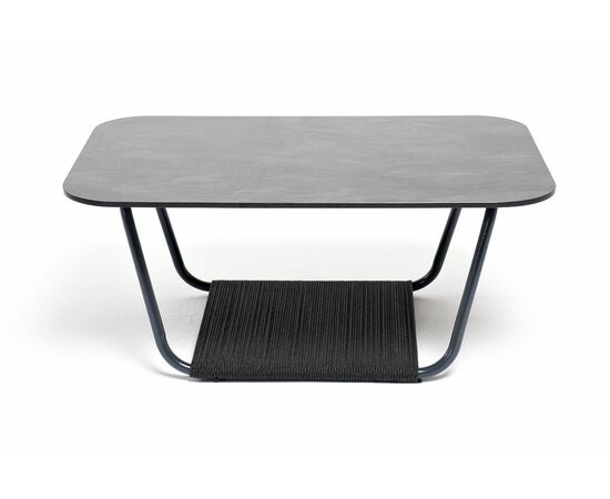 "Гранада" журнальный стол 90х60см из HPL, цвет "серый гранит", каркас темно-серый (RAL7024) муар, роуп темно-серый круглый, изображение 2 | Интернет магазин мебели и декора LifeDekor