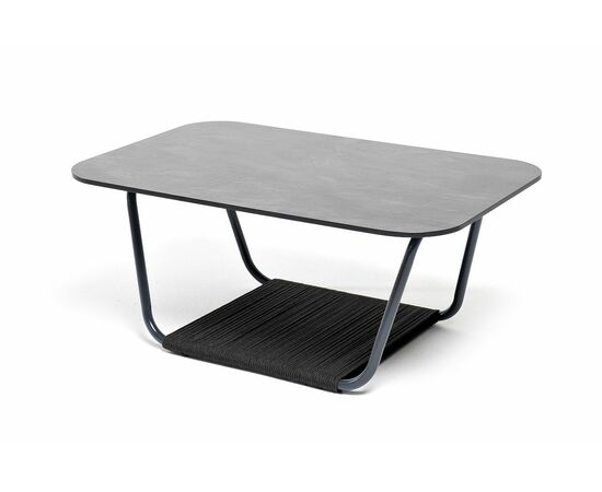 "Гранада" журнальный стол 90х60см из HPL, цвет "серый гранит", каркас темно-серый (RAL7024) муар, роуп темно-серый круглый, изображение 3 | Интернет магазин мебели и декора LifeDekor
