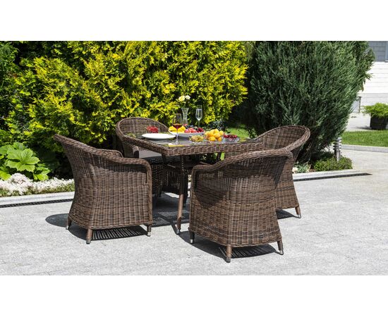 "Равенна" плетеное кресло из искусственного ротанга, цвет коричневый с серой подушкой, изображение 3 | Интернет магазин мебели и декора LifeDekor