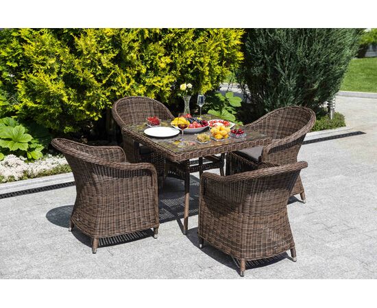 "Равенна" плетеное кресло из искусственного ротанга, цвет коричневый с серой подушкой, изображение 4 | Интернет магазин мебели и декора LifeDekor