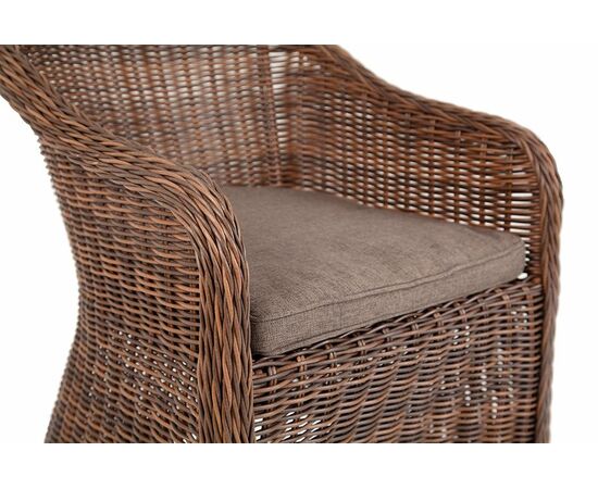 "Равенна" плетеное кресло из искусственного ротанга, цвет коричневый с серой подушкой, изображение 5 | Интернет магазин мебели и декора LifeDekor
