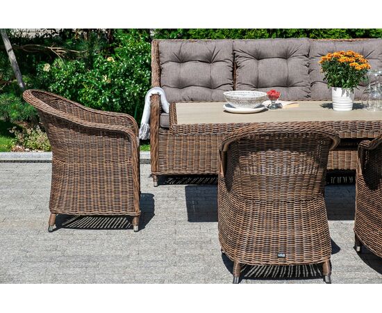 "Равенна" плетеное кресло из искусственного ротанга, цвет коричневый с серой подушкой, изображение 6 | Интернет магазин мебели и декора LifeDekor