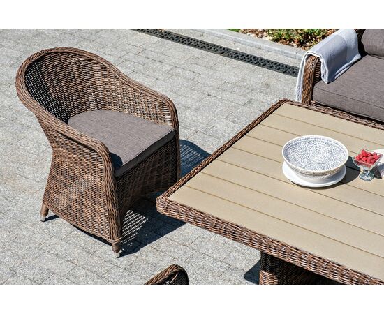 "Равенна" плетеное кресло из искусственного ротанга, цвет коричневый с серой подушкой, изображение 7 | Интернет магазин мебели и декора LifeDekor