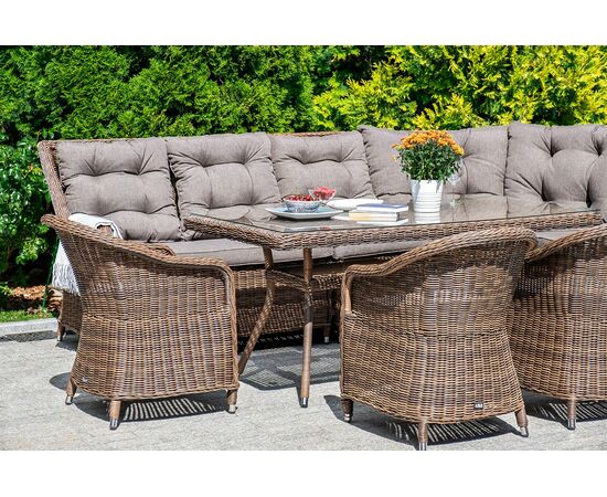 "Равенна" плетеное кресло из искусственного ротанга, цвет коричневый с серой подушкой, изображение 8 | Интернет магазин мебели и декора LifeDekor