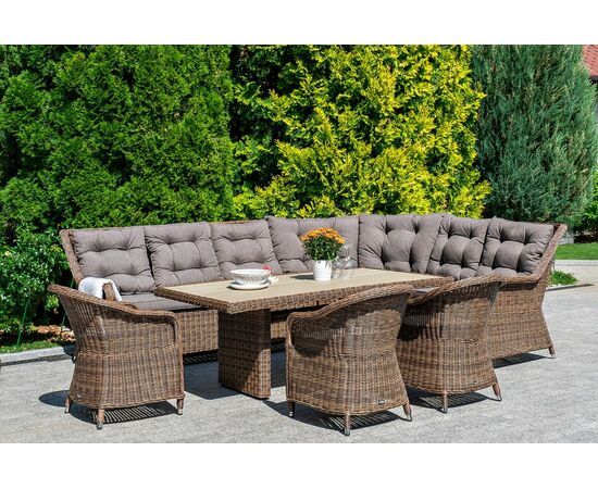 "Равенна" плетеное кресло из искусственного ротанга, цвет коричневый с серой подушкой, изображение 11 | Интернет магазин мебели и декора LifeDekor