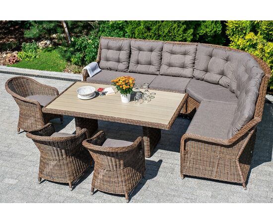 "Равенна" плетеное кресло из искусственного ротанга, цвет коричневый с серой подушкой, изображение 12 | Интернет магазин мебели и декора LifeDekor