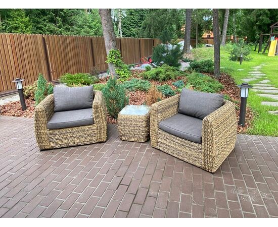 "Кальяри" кофейный столик из искусственного ротанга (гиацинт), цвет соломенный, изображение 2 | Интернет магазин мебели и декора LifeDekor